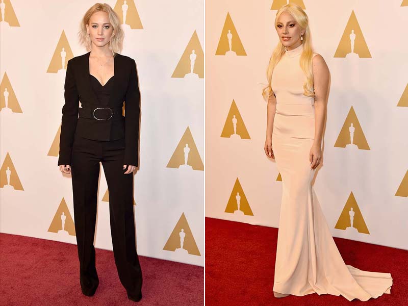 What a Sight! Jennifer, Lady Gaga at Oscars 2016 Luncheon
