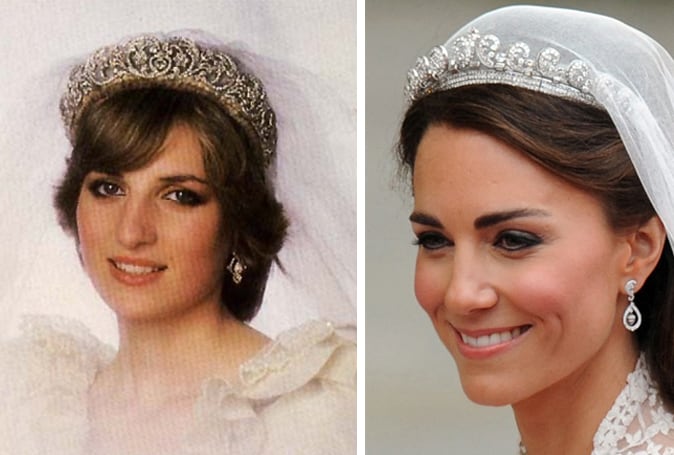 queen elizabeth wedding tiara. Royal Wedding: 1981 VS 2011