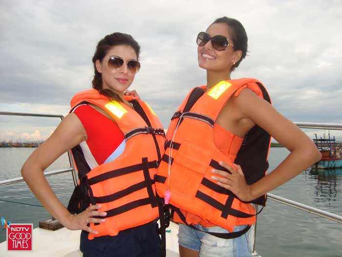 Karishma and Nathy are ready to go rafting