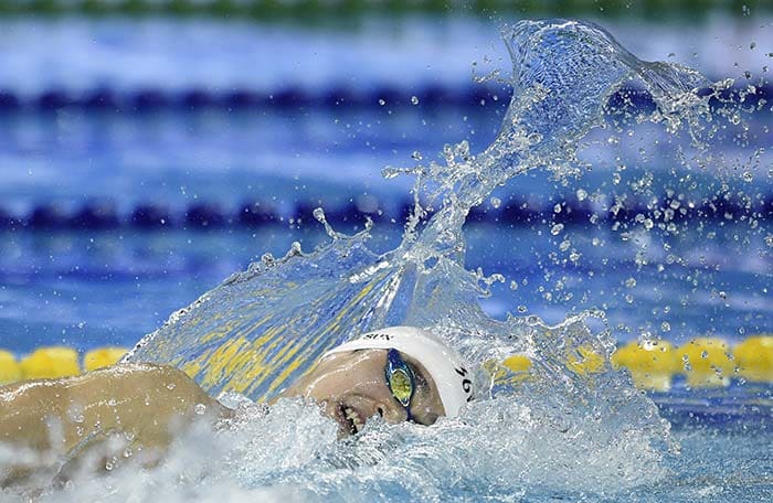 China's Sun Yang competes in the final for the men's 400m freestyle event.