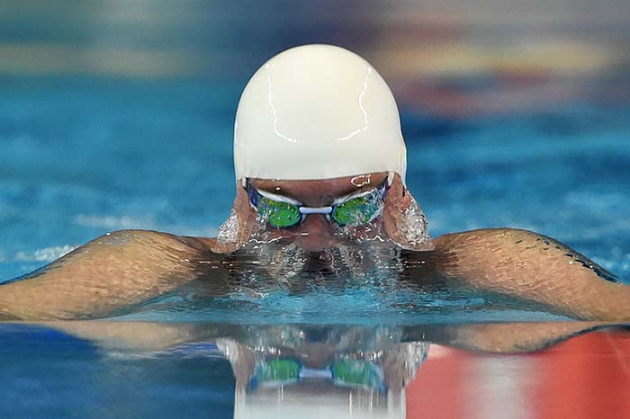 Kazakhstan's Dmitriy Balandin competes in the final for the men's 200m breaststroke swimming event.