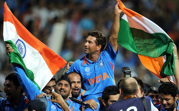 Team India recieves trophy, then rejoices