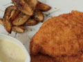 

Chicken Schnitzel, Chunky Fries and Chilli Mayonnaise