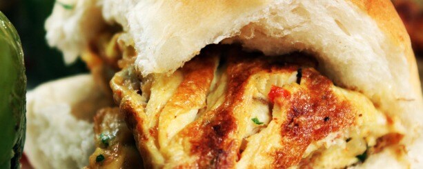 Mid-meal cravings? How about an omelette pav?