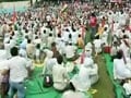 Video: Baba Ramdev's overnight camp damages turf at Ambedkar Stadium