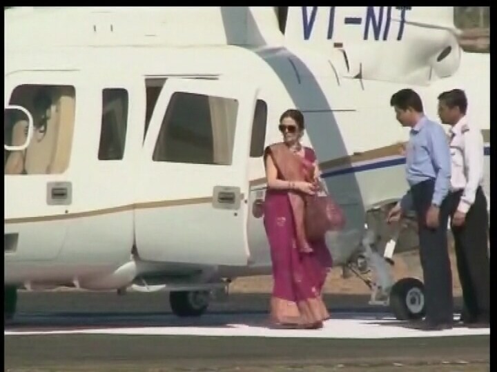 The Ambani brothers were joined by their wives Nita and Tina and sisters Dipti Salgaonkar and Neena Kothari and other family members. The programme is spread over two days. Here Nita Ambani is seen going to Chorwad.