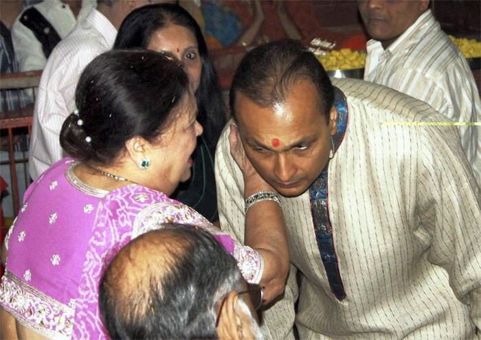 ADAG Group chairman Anil Ambani with mother Kokilaben Ambani at the two-day family function at Chorwad.