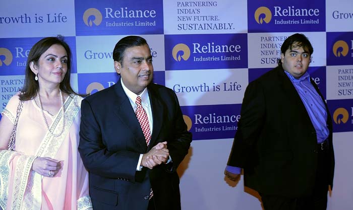 Mukesh, Nita and their son Anant at the meeting. In a marked departure from the company's traditional model of going it alone, Ambani said that partnerships will be an important feature of future growth.