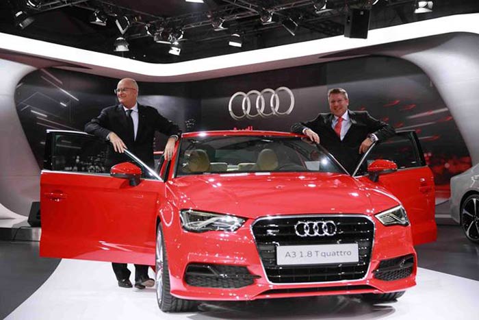 German luxury car maker Audi unveiled its much-awaited sedan A3, however the car will be formally launched in the domestic market by mid-2014. The Audi A3 is expected to be its cheapest sedan