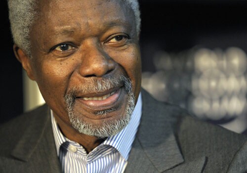 <b>Speak up:</b> Kofi Annan, former Secretary-General of the United Nations and Co-Chair of the World Economic Forum Annual Meeting 2009 speaks during a press conference on the opening day of the meeting.