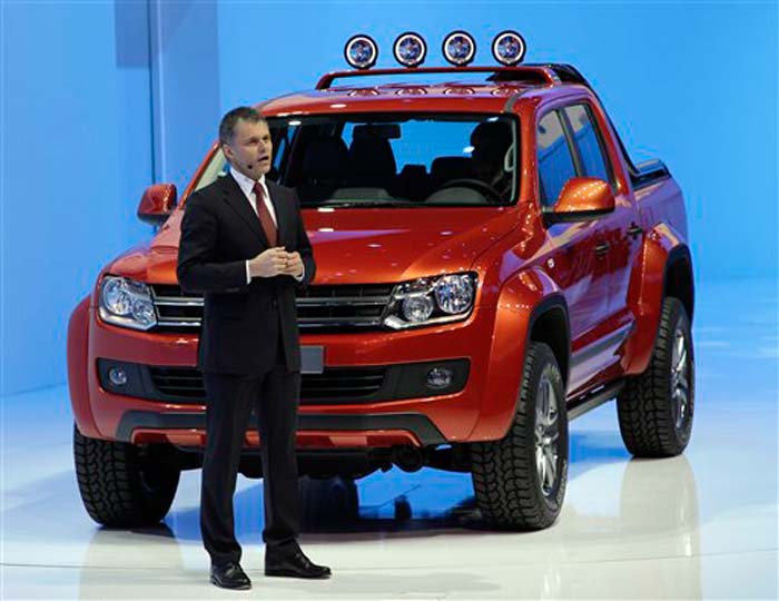 Wolfgang Schreiber of Volkswagen Commercial Cars shows a new concept car during a preview by the Volkswagen Group. Automakers typically use motor shows such as this to unveil designers' ideas and vision of what a car should, or could, be like. Of course, many concept cars remain just that because producing them commercially would be just unviable.