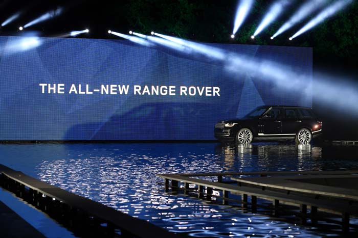 Range Rover: <br /> <br />

Another beauty to be launched at the show is the fourth generation Range Rover. It was first unveiled in London, two weeks before the actual launch.