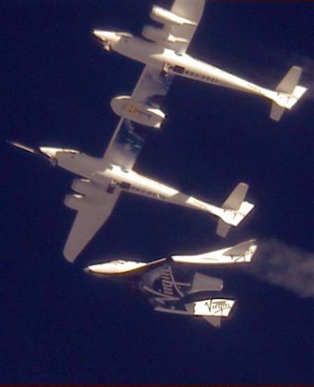 SpaceShipTwo was piloted by engineer and test pilot Pete Siebold from Scaled Composites. (AP)