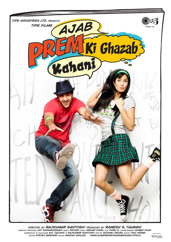 Ajab Prem Ki Ghazab Kahani: Worldwide collection Rs. 90,54,50,708 (Source: Ibosnetwork.com). Plot Summary: Prem's (Ranbir Kapoor) funda in life is were very simple - be happy...make others happy...keep the town happy... But these supposedly simple fundas usually result in disastrous consequences for Prem, the members of his Happy Club and the town! It may have been a case of mistaken identity that led Prem to kidnap Jenny (Katrina Kaif). And it was sheer greed that made Prem try to pull a fast one over her father. As for sweet and simple Jenny, brought up by indifferent and uncaring parents, all she longed was to love and be loved in return. And it was love and only love for Jenny that made Prem turn over a new leaf. From hardly working vagabond Prem began working hard to make money... From a besotted Romeo, he becomes a mature and thoughtful Majnu who put Jenny's happiness above everything else...As for Jenny...she loves Rahul (Upen Patel). That's when she realises that she had made a mistake with realizing who she really loves. (Wikipedia)