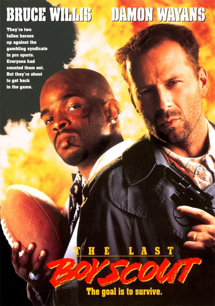 <b>The Last Boy Scout</b> (1991): <b>Directed by</b> Tony Scott. <b>Starring</b>: Bruce Willis, Damon Wayans, Danielle Harris, Halle Berry. <b>Memorable Quote</b>: (<i>Jimmy has just survived being thrown off an overpass and is now trying to calm startled motorists</i>) "It's okay. It's okay, folks. It's okay. It's okay. Thank you. Thank you. Danger is my middle name. Don't try this at home, folks. I'm a trained professional. There's me, and there's Super Dave." (Jimmy Dix)