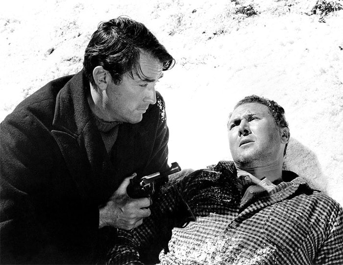 <b>The Guns of Navarone</b> (1961): <b>Directed by</b> J. Lee Thompson. <b>Starring</b>: Gregory Peck, David Niven, Anthony Quinn, Anthony Quayle, Stanley Baker. <b>Memorable Quote</b>: "Now just a minute! If we're going to get this job done she has got to be killed! And we all know how keen you are about getting the job done! Now I can't speak for the others but I've never killed a woman, traitor or not, and I'm finicky! So why don't you do it? Let us off for once! Go on, be a pal, be a father to your men! Climb down off that cross of yours, close your eyes, think of England, and pull the trigger! What do you say, Sir?" (Corporal Miller)