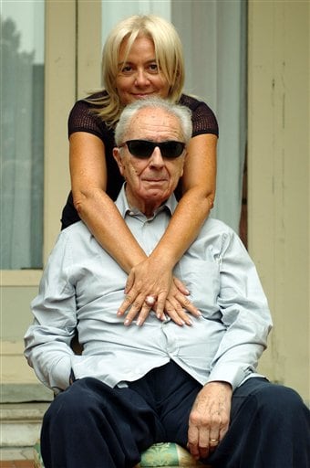 Antonioni poses with his wife Enrica Fico in Venice, Italy, Thursday, Sept 5, 2002.