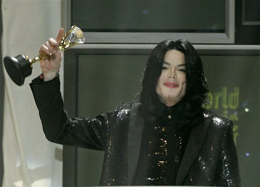 Michael Jackson receives a Diamond Award at the World Music Awards at Earls Court Arena in London.