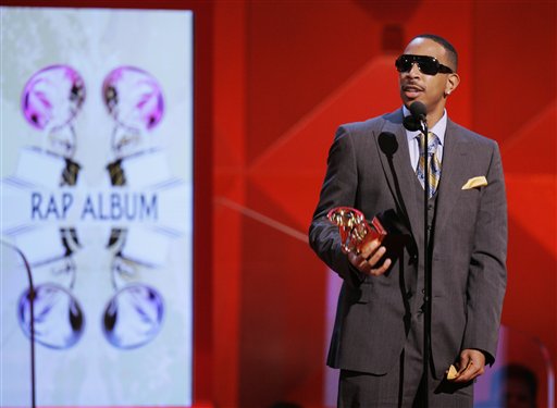 Ludacris accepts the award for best rap album for Release Therapy at the 49th Annual Grammy Awards