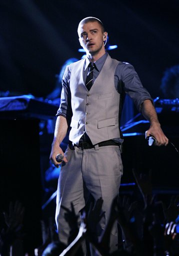 Justin Timberlake performs the song What Goes Around Comes Around at the 49th Annual Grammy Awards