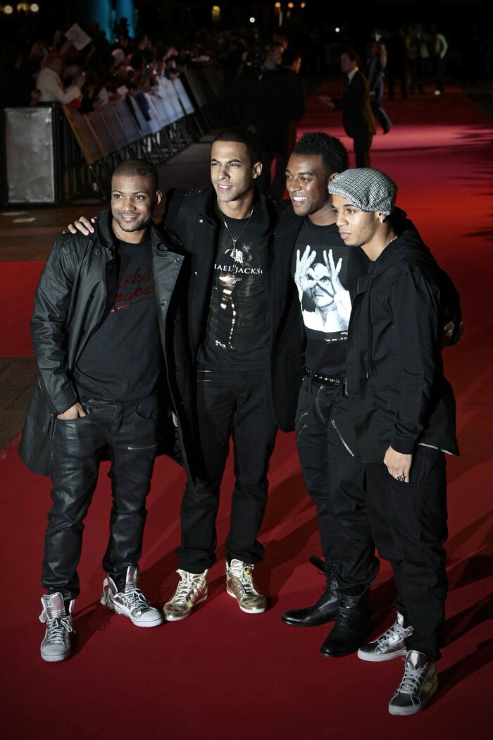 British boy band and X Factor finalists 'JLS' attend the UK premier of Michael Jackson's "This Is It" at the Odeon Cinema in Leicester Square in London on October 27, 2009. Four months after Jackson's sudden death, red carpets were rolled out for 18 simultaneous screenings on five continents for "This Is It," a documentary culled from more than 100 hours of never-before-seen rehearsal footage. (Photo: AFP)