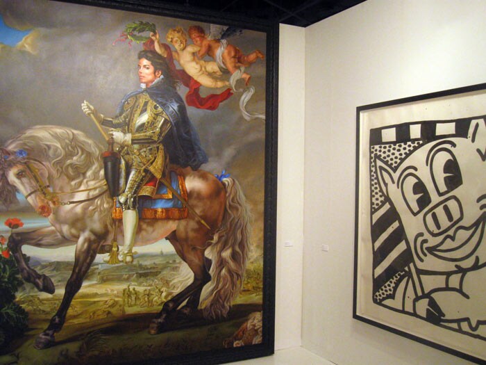 This photo shows ?Equestrian Portrait of King Philip II?, 2009, featuring the late king of pop Michael Jackson, by artist Kehinde Wiley on display December 6, 2009 at the Art Basel show in Mami, Florida. The portrait with a height of 3.51 meters and 3.10 meters wide, was exhibited until Sunday from the gallery Deitch Projects, New York and sold to a German collector for 175,000 USD. Jackson had commissioned the portrait in 2008 at Wiley, a Los Angeles artist based in New York, after seeing his work at the Brooklyn Museum of Art. Jackson never saw the finished work. (Photo: AFP)