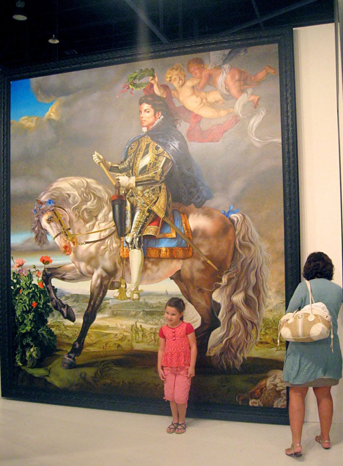 This photo shows ?Equestrian Portrait of King Philip II?, 2009, featuring the late king of pop Michael Jackson, by artist Kehinde Wiley on display December 6, 2009 at the Art Basel show in Mami, Florida. The portrait with a height of 3.51 meters and 3.10 meters wide, was exhibited until Sunday from the gallery Deitch Projects, New York and sold to a German collector for 175,000 USD. Jackson had commissioned the portrait in 2008 at Wiley, a Los Angeles artist based in New York, after seeing his work at the Brooklyn Museum of Art. Jackson never saw the finished work. (Photo: AFP)