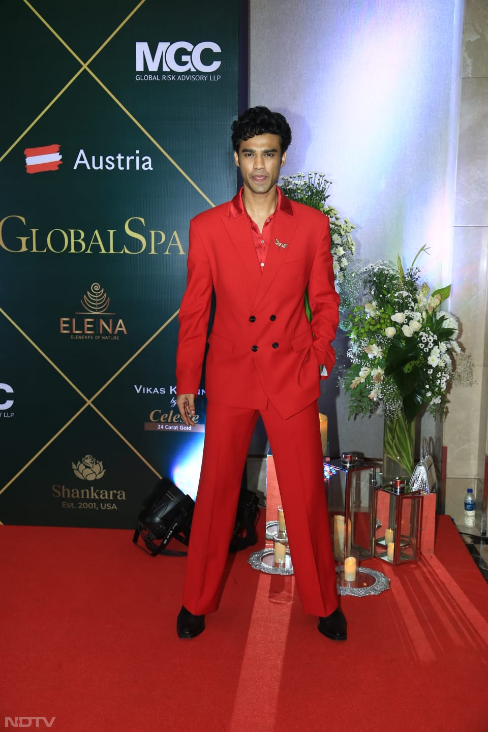 Babil Khan wore a red outfit. (Image courtesy: Varinder Chawla)