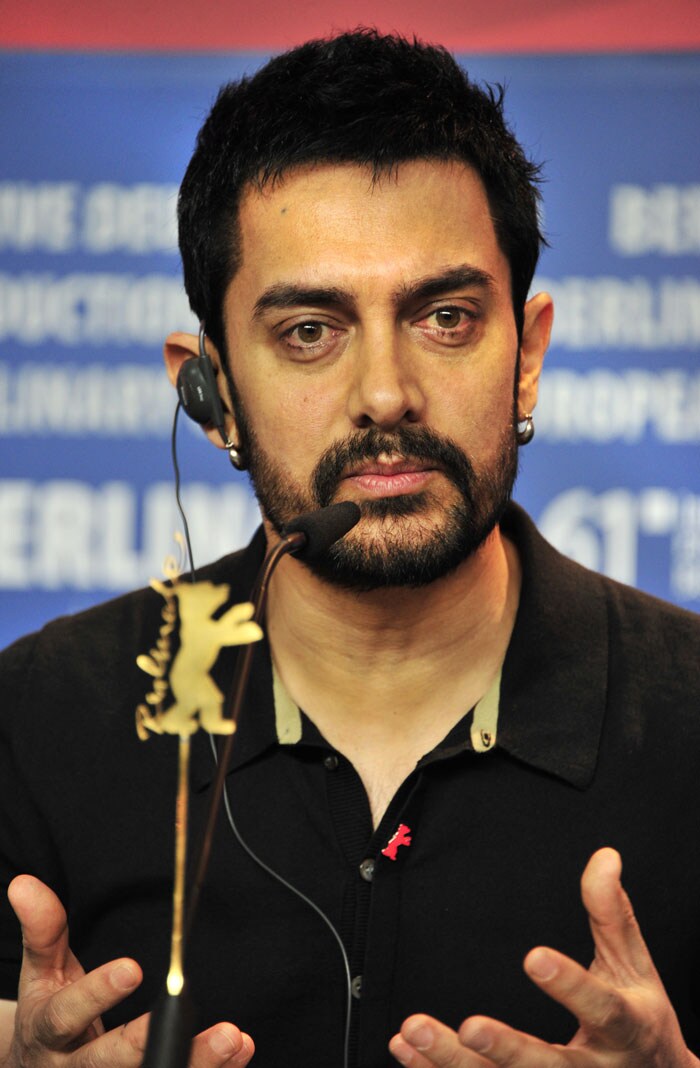 Bollywood actor and jury member Aamir Khan addresses a press conference in Berlin. (Photo: AFP)