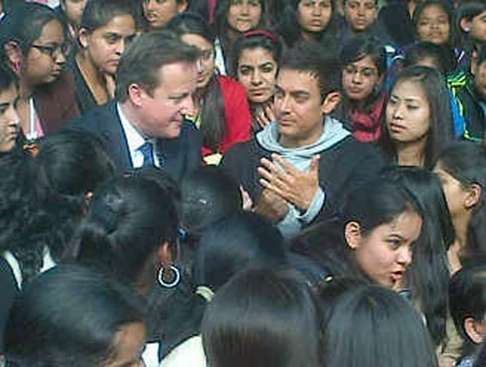 On campus with Aamir Khan, David Cameron