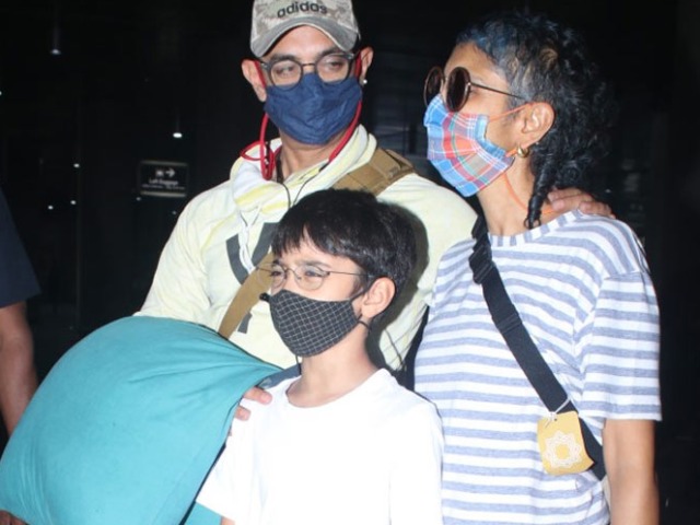 Aamir Khan, Kiran Rao And Son Azad Return To Mumbai