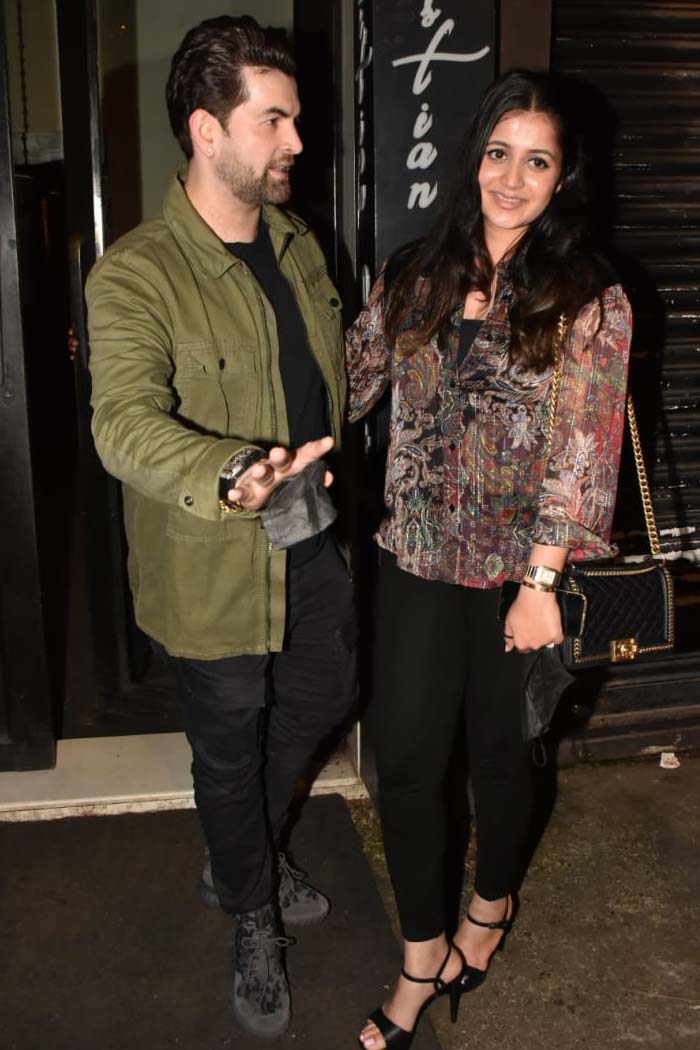 Neil Nitin Mukesh and his wife Rukmini were spotted at the Bastian in Khar.