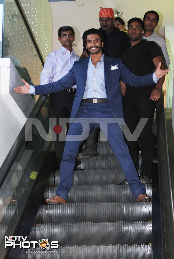 Ranveer looked handsome is a blue suit.