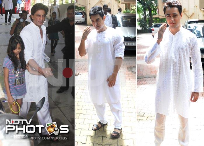 Superstars Shah Rukh Khan and Aamir Khan celebrated Eid with family, friends and fans in Mumbai.