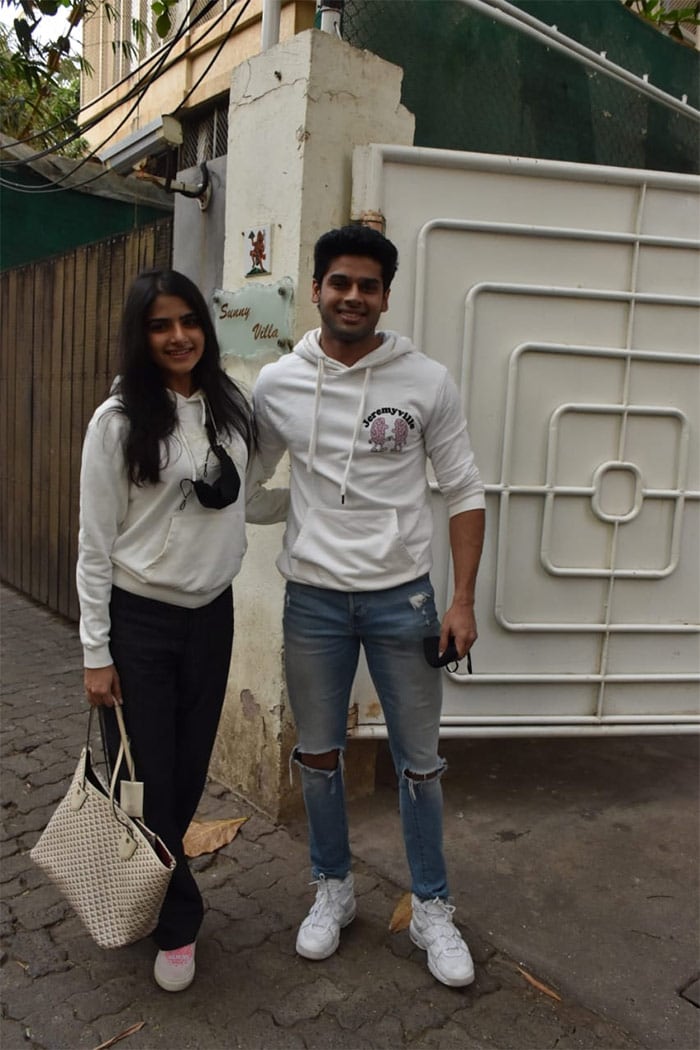 Abhimanyu Dassani was photographed with a friend outside a dubbing studio in Juhu.