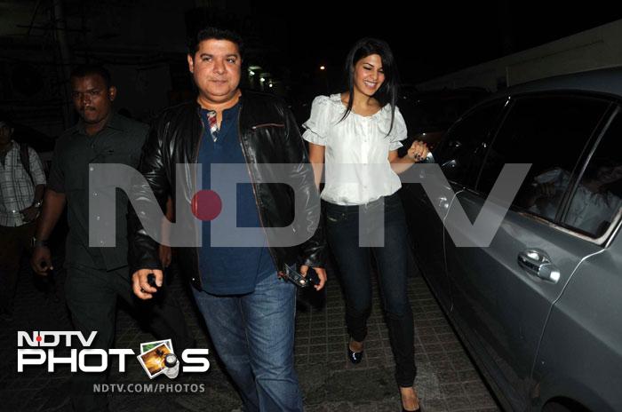 Sajid Khan walks in with his girlfriend Jacqueline Fernandez.