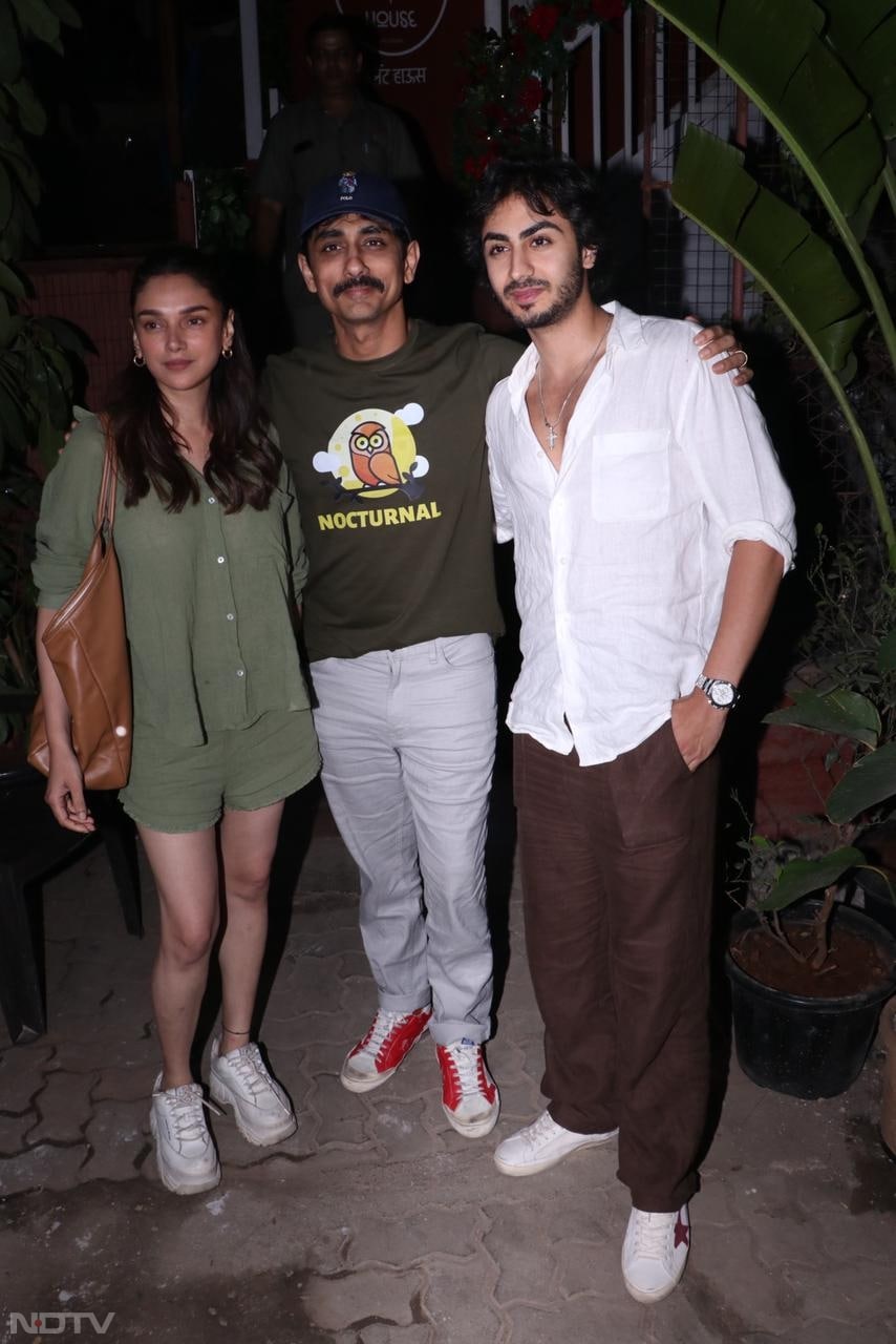 Newlyweds Siddharth and Aditi Rao Hydari posed with Arhaan Khan. (Image Courtesy: Varinder Chawla)