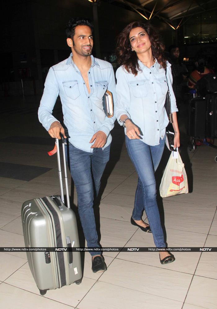 Same-to-Same: Karishma and Upen Dress to Match at the Airport