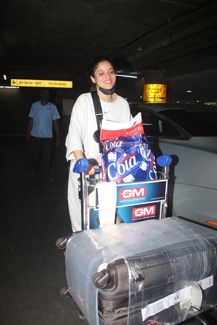 Actress Ankita Lokhande, who was in Dubai for India-Pakistan T20 World Cup, was also spotted at the airport.