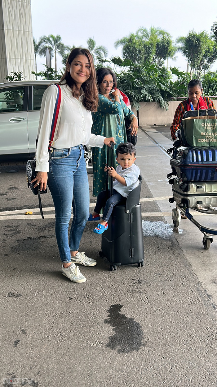 Airport Spotting: Ayushmann Khurrana And Kajal Aggarwal With Their Little Ones