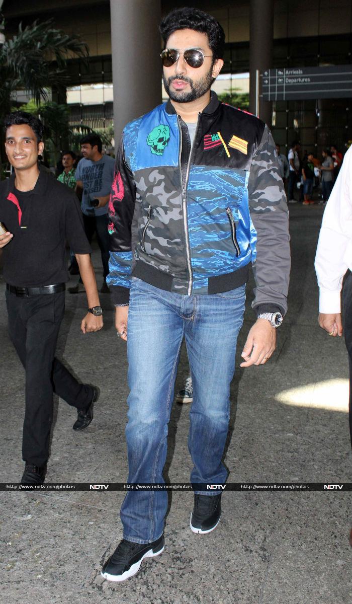 Actor Abhishek Bachchan had all eyes on him with the flashy bomber jacket.