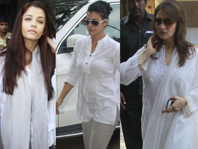 Aishwarya, Kajol at Madhuri Dixit's father's prayer meet