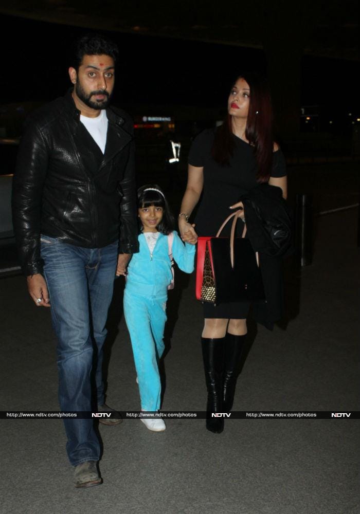 Abhishek and Aishwarya Rai Bachchan along with their daughter Aaradhya were photographed at the Mumbai airport on Thursday.