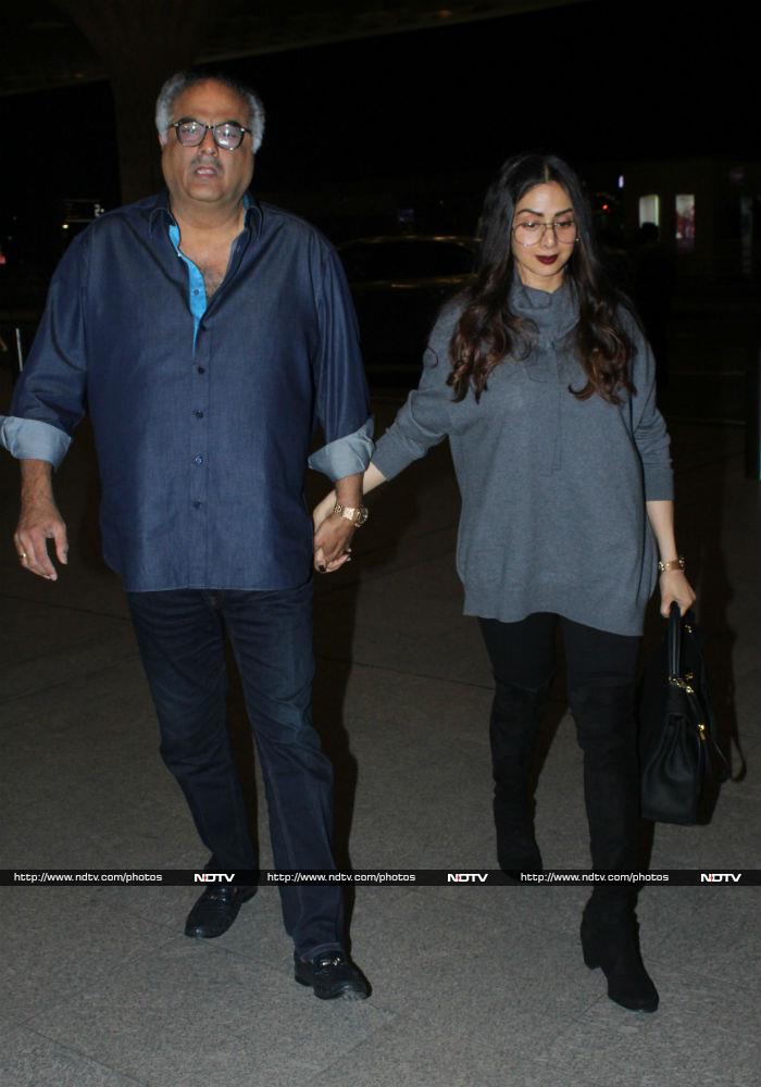 <i>MOM</i> star Sridevi was accompanied by her husband Boney Kapoor.