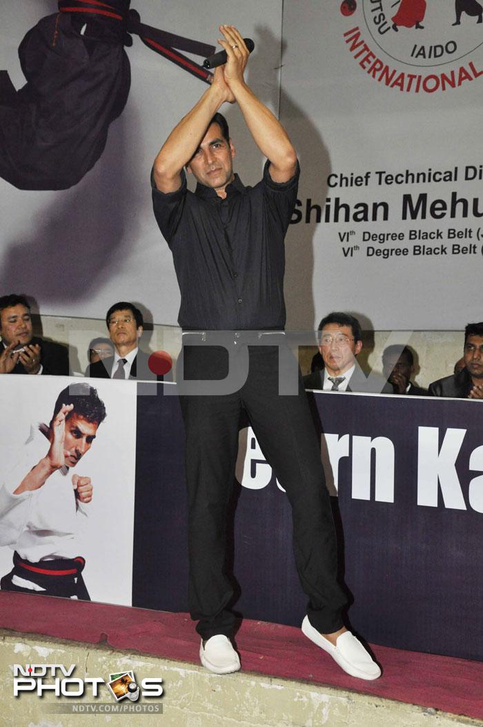 Bollywood's <i>Khiladi</i>, Akshay Kumar is living upto his name tag. The actor, who is trained in martial arts, was present at the finals of the Karate championship event at the Andheri Sports Complex in Mumbai.