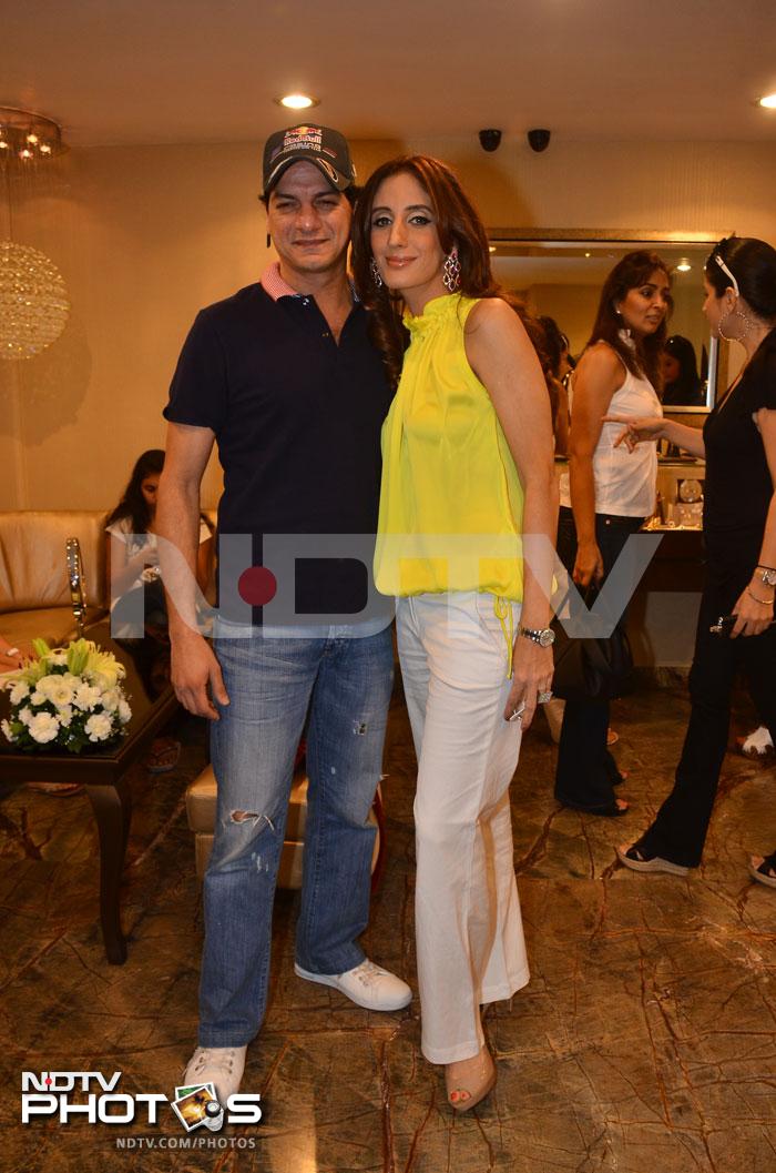 Jewellery designer and the host for the evening - Farah Ali Khan with her husband DJ Aqeel.