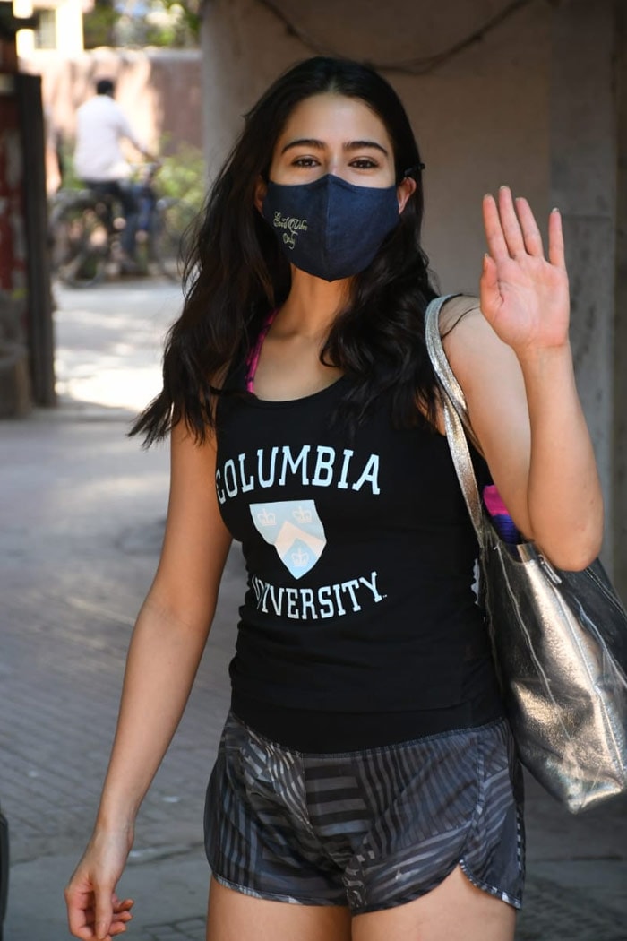 Sara Ali Khan was clicked in her gym wear on Monday.