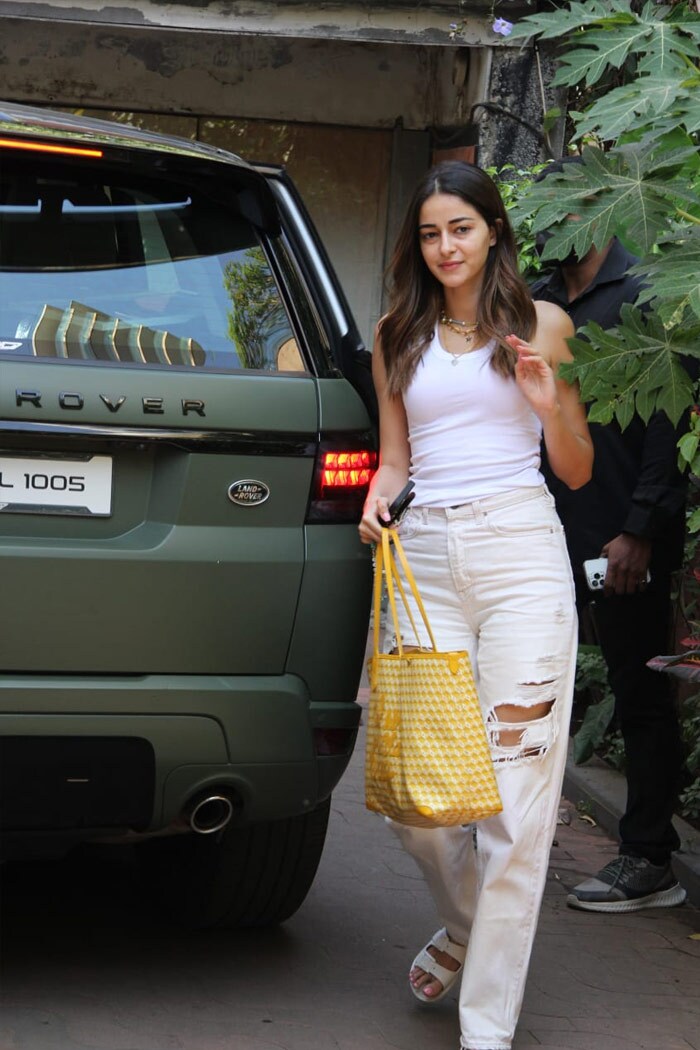 Ananya Panday wore a white top and a pair of jeans for her day out.