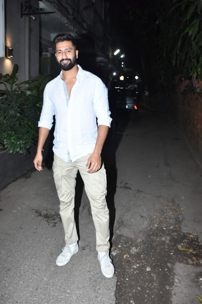 Vicky Kaushal looked smart in a blue shirt and a pair of jeans for his day out.