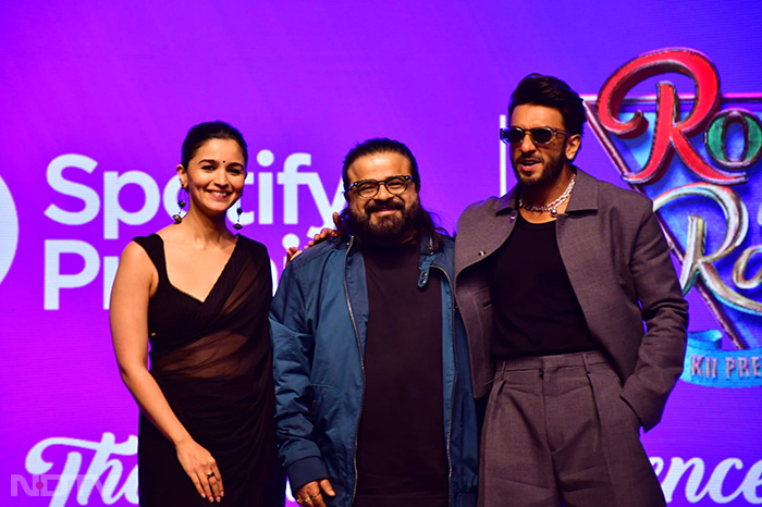 Ranveer Singh and Alia Bhatt were joined by composer Pritam. (Image Courtesy: Varinder Chawla)